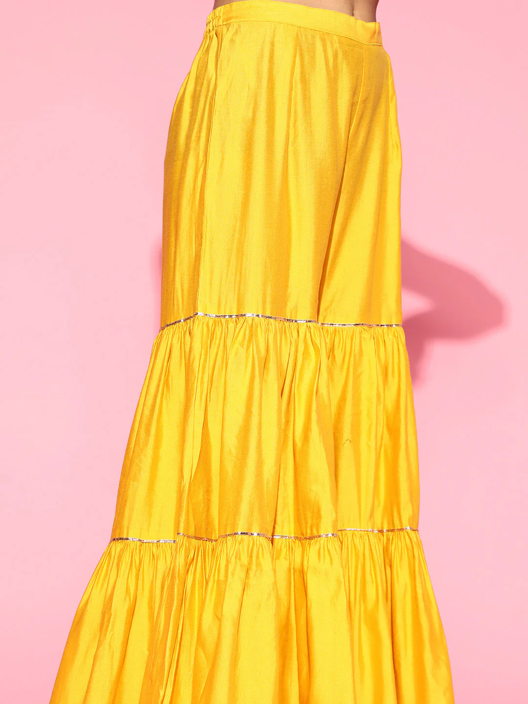 Indo Era Yellow Embroidered Straight Kurta Sharara With Dupatta Set - Image 6