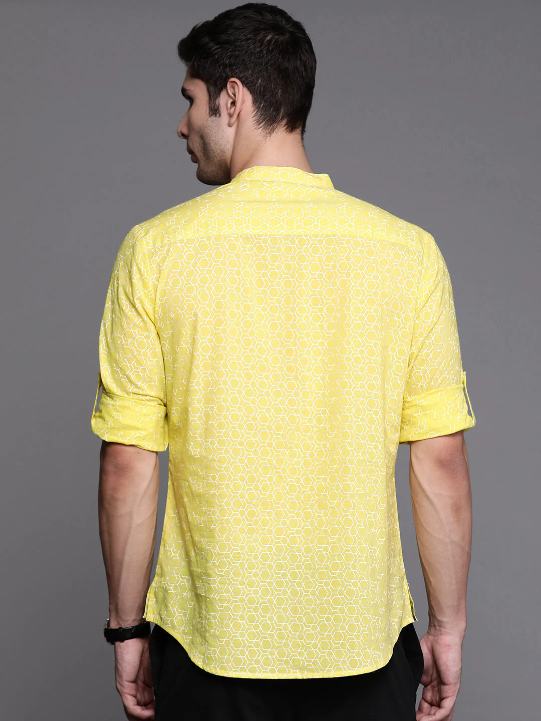 Indo Era Yellow Geometric Cotton Straight Kurtas - Image 4