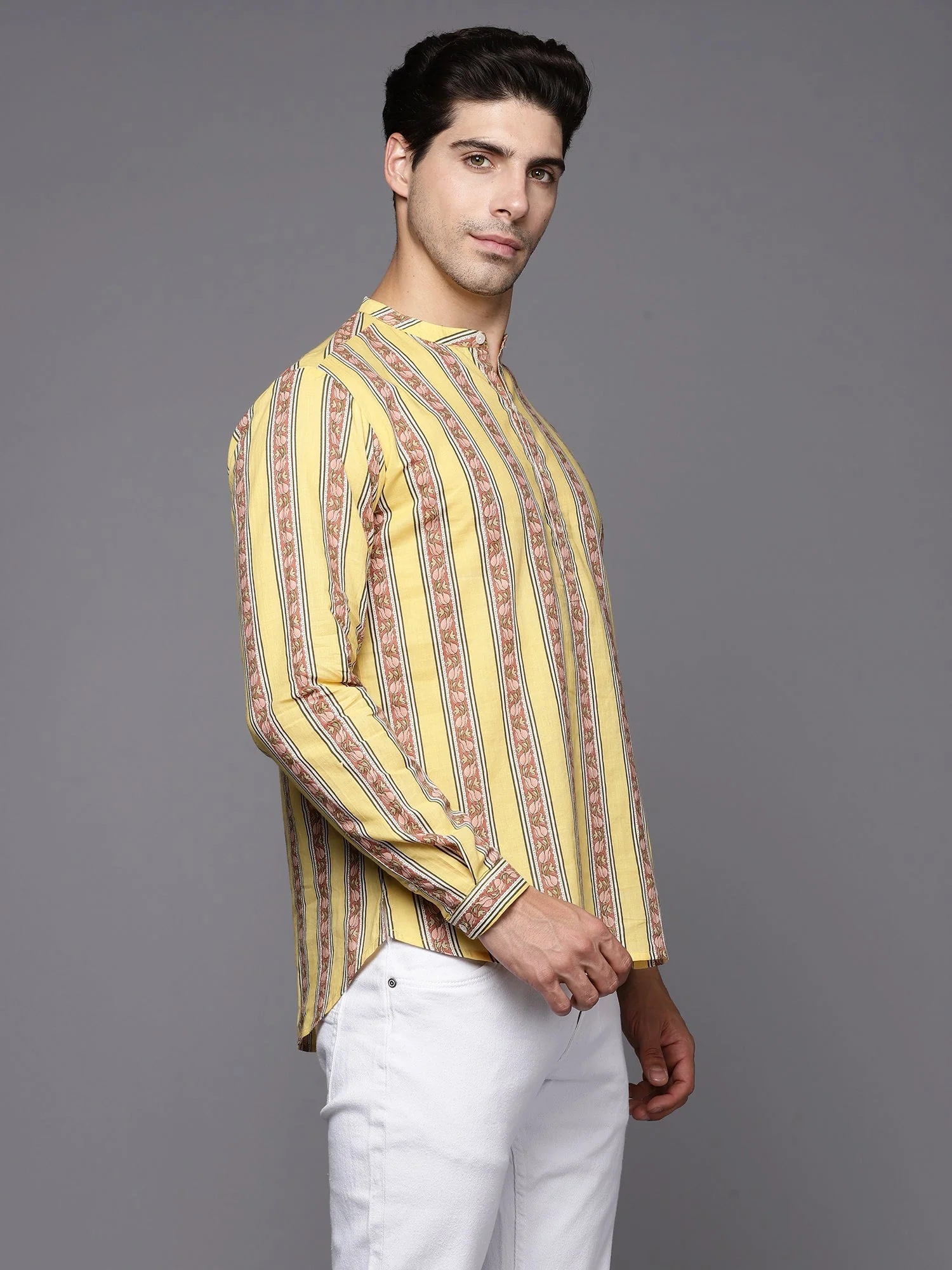 Indo Era Yellow Printed Cotton Straight Kurtas - Image 3