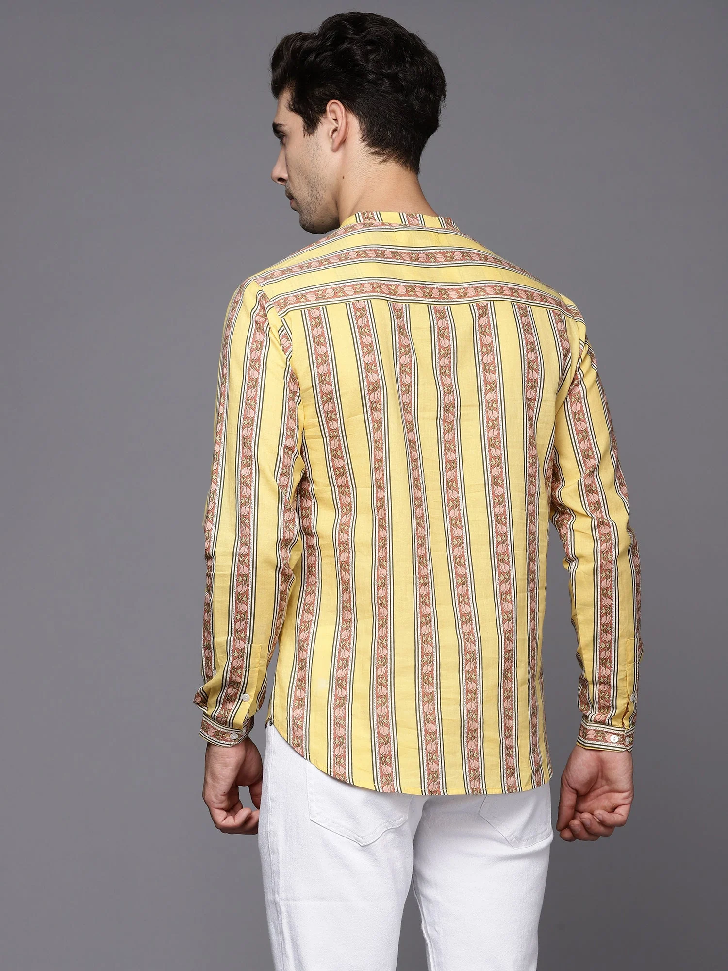 Indo Era Yellow Printed Cotton Straight Kurtas - Image 4