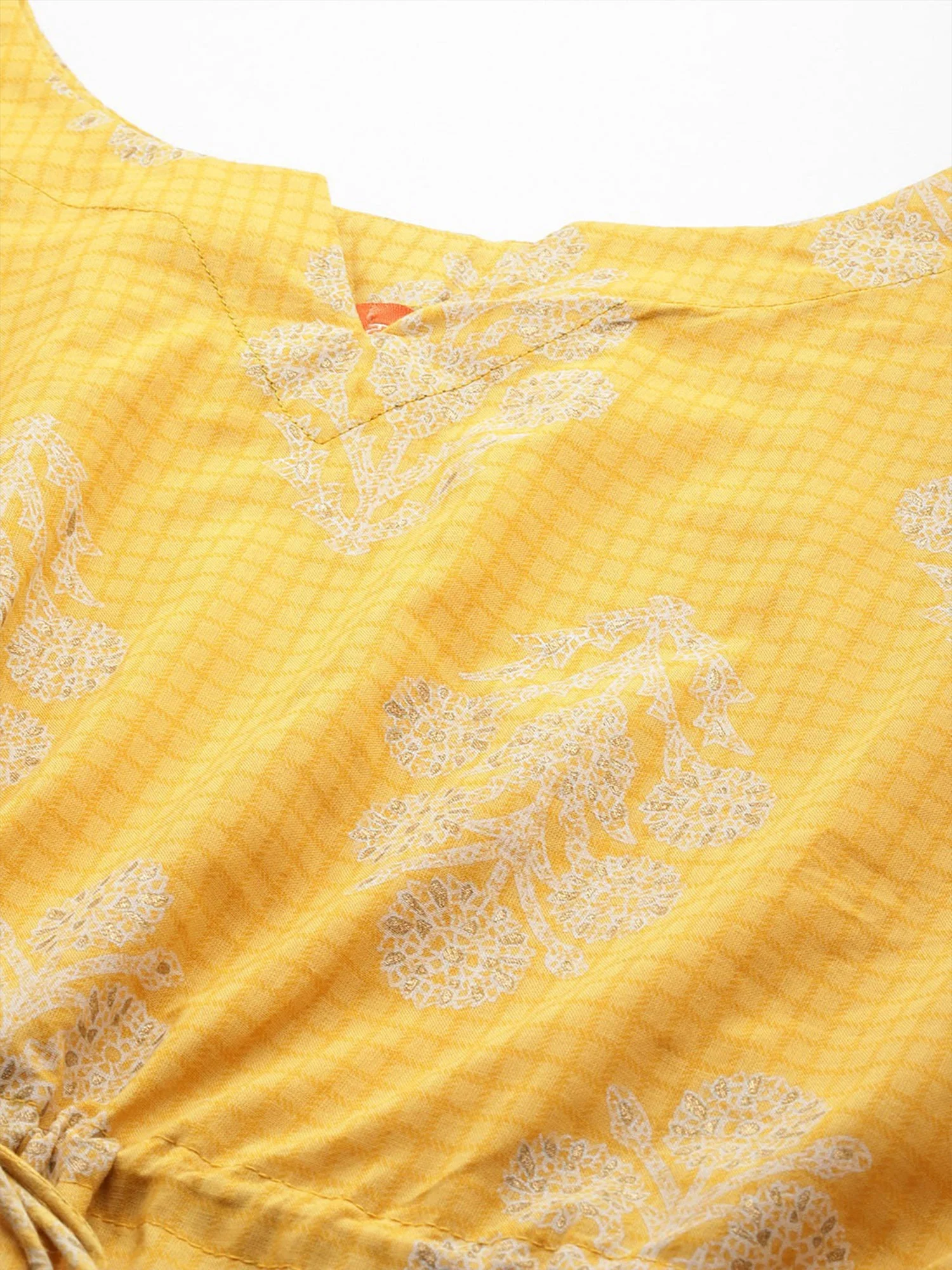Indo Era Yellow Printed Kaftan Trousers With Dupatta Set - Image 5