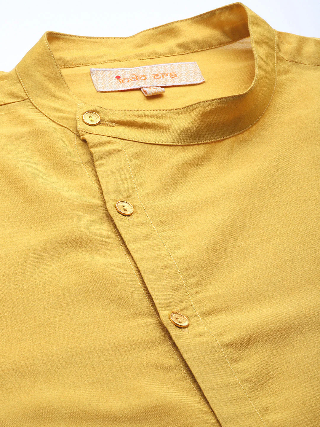 Indo Era Yellow Solid Liva Straight Kurtas - Image 5
